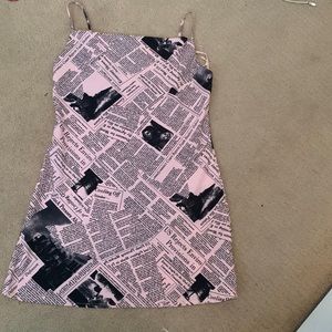 News Printed Pink Dress. Size S.